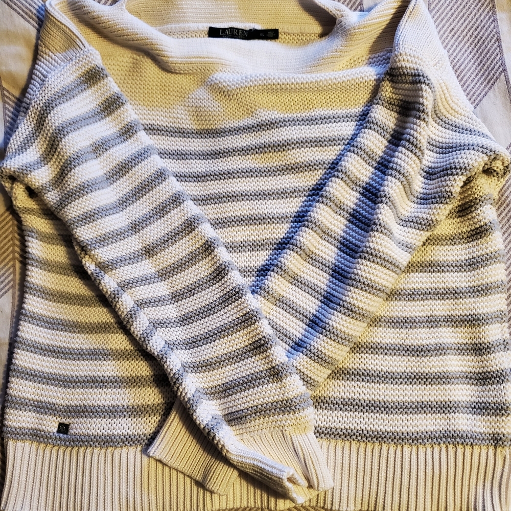 Lauren Ralph Laurne XL striped sweater